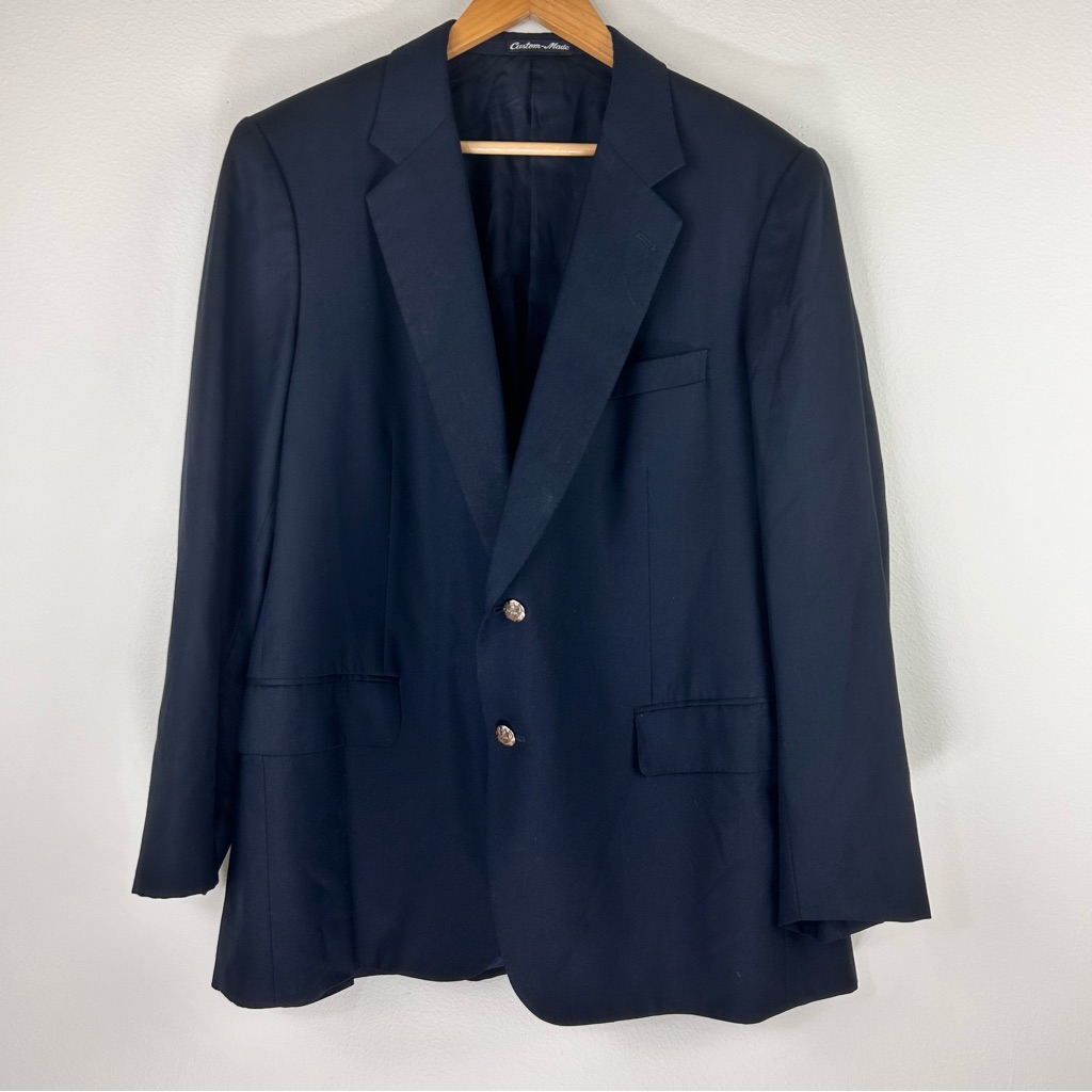 Holland & Sherry Men’s Navy Two Button Super 100s Cashmere Blend Blazer Size 46r